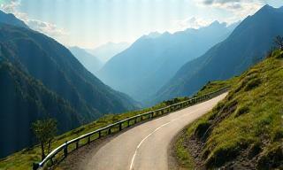 Beautiful road route between Czechia and Austria with mountains