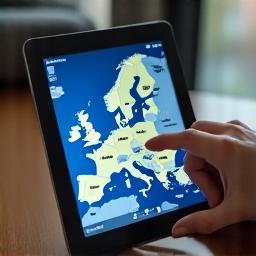 User selecting country and vignette on a digital device