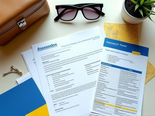 Travel support kit with documents and car equipment essentials